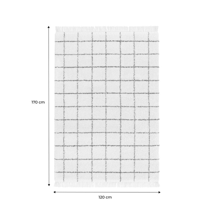sweeek - Binnentapijt met gekleurd ruitpatroon en franjes