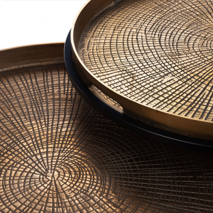 StarFurn - Salontafel Rond Brons Metaal - Set van 2 - Julie