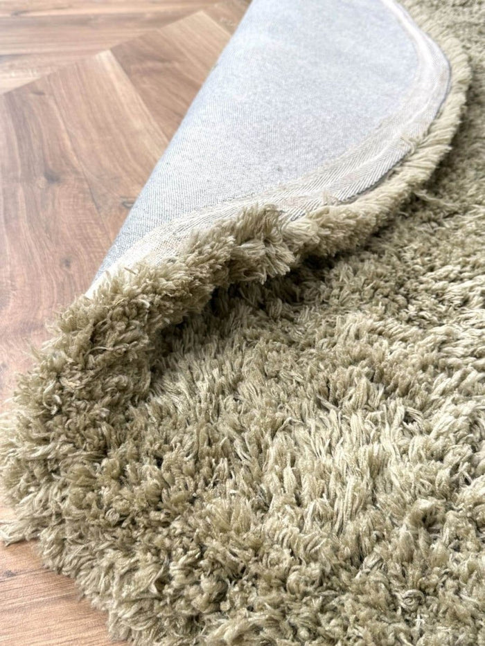 Rond hoogpolig vloerkleed Pilo groen polyester Interieur05