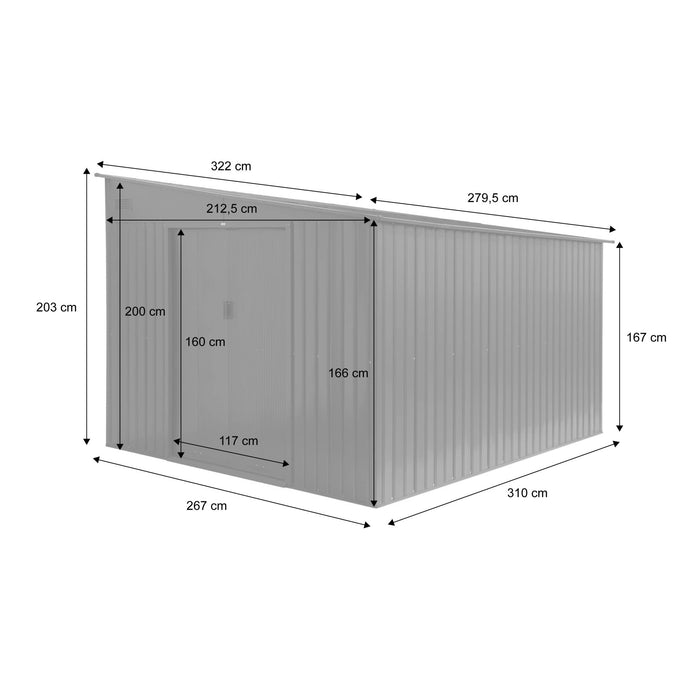 sweeek - Stalen tuinhuis 8,96m² met verankeringskit
