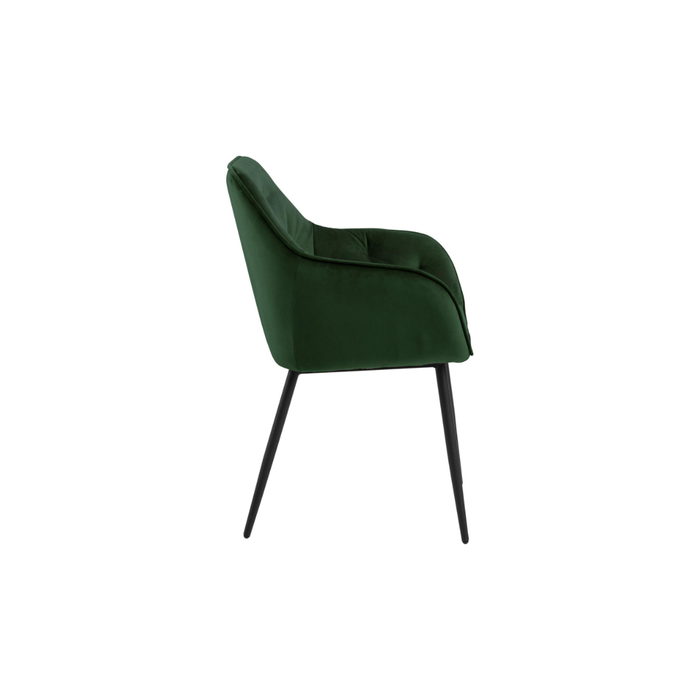 Moala Eetkamerstoel - Set Van 2 - Fluweel Olijfgroen Met Mat Zwarte