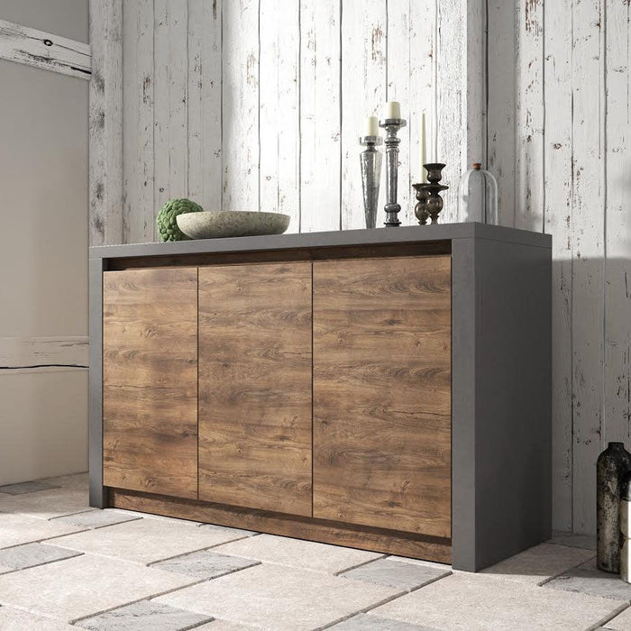 Meubella - Dressoir Monaco - Eiken - Grijs - 130 cm