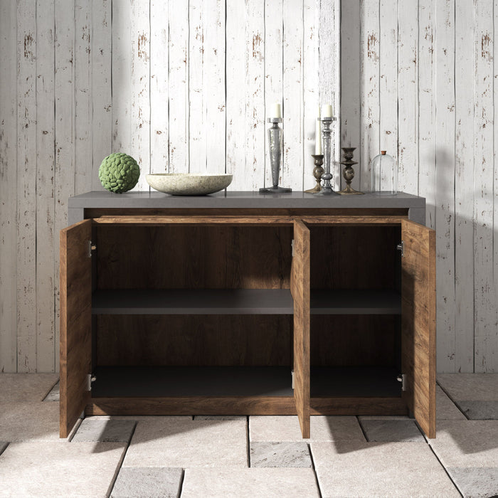 Meubella - Dressoir Monaco - Eiken - Grijs - 130 cm