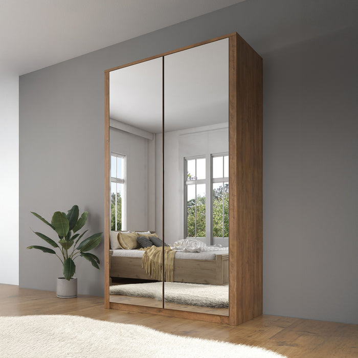 Meubella - Kledingkast Malibu - Eiken - 113 cm - Met spiegel