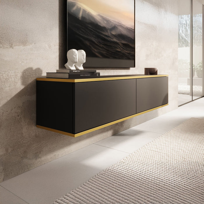 Meubella - TV-Meubel Orleans - Zwart - 135 cm