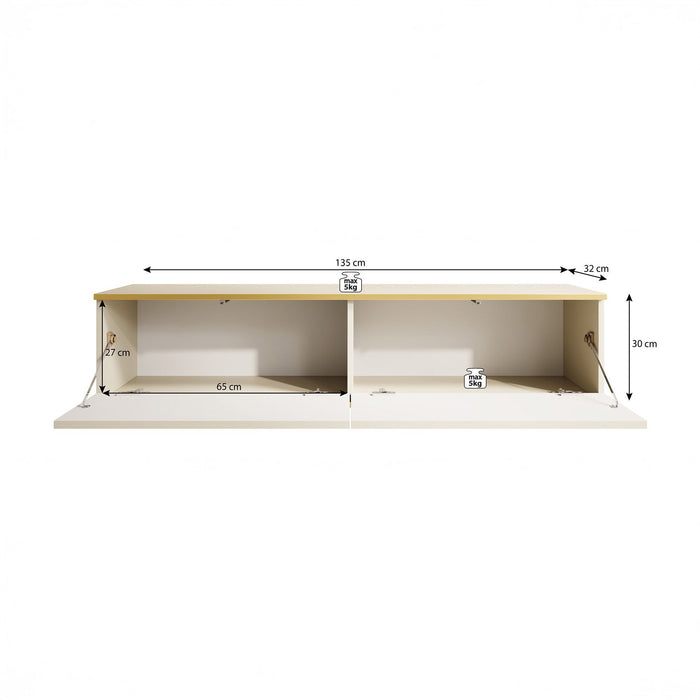 Meubella - TV-Meubel Orleans - Zwart - 135 cm
