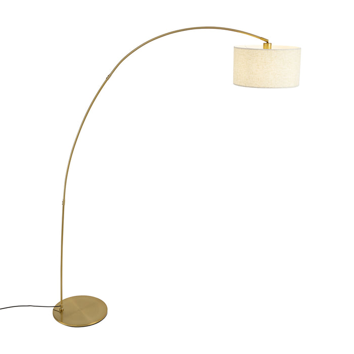 QAZQA Moderne booglamp messing met beige kap - Vinossa