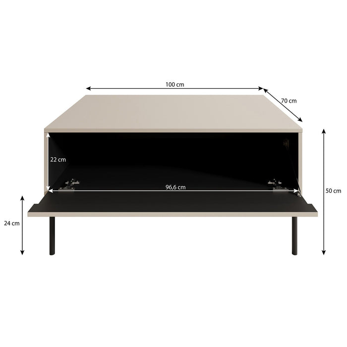 Meubella - Salontafel Timoteo - Mat zwart - 100 cm