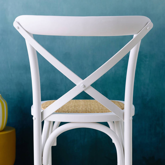 sweeek - Vintage rubberhouten bistro barkruk met voetensteun