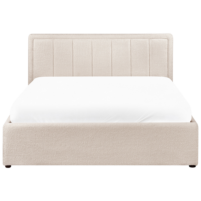 Beliani-MONTLAUR-Bed met opbergruimte-Beige-140 x 200 cm-Bouclé