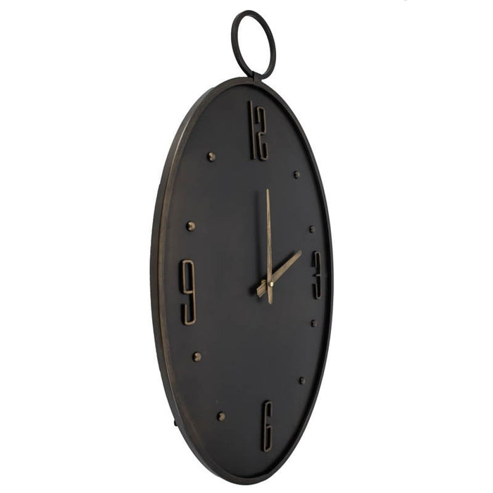 Vtw Living - Stijlvolle Wandklok - Klok - Antraciet - Metaal - 75 cm