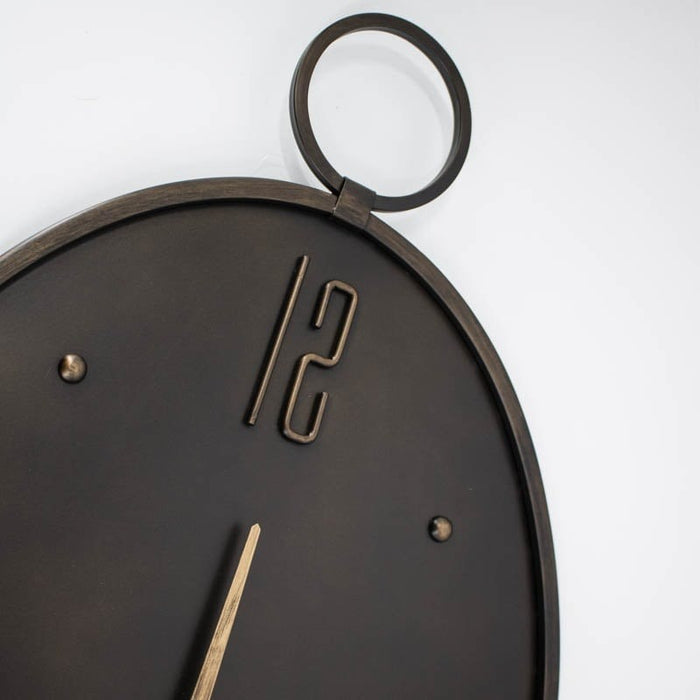 Vtw Living - Stijlvolle Wandklok - Klok - Antraciet - Metaal - 75 cm