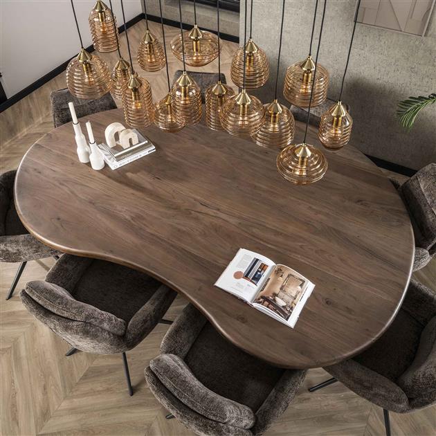 Giga Meubel - Hanglamp Amber Glas - 155x60x150cm - Rib