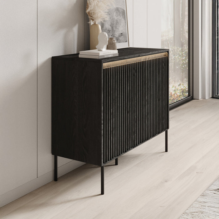 Meubella - Dressoir Timoteo - Mat zwart - 98 cm