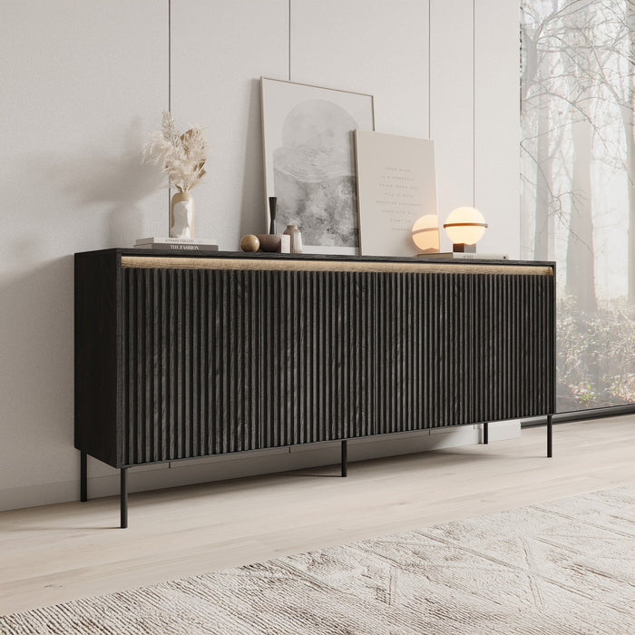 Meubella - Dressoir Timoteo - Mat zwart - 193 cm