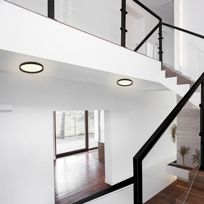 Steinhauer - plafonniere - Ringlede - zwart - kunststof - Ø 38cm -