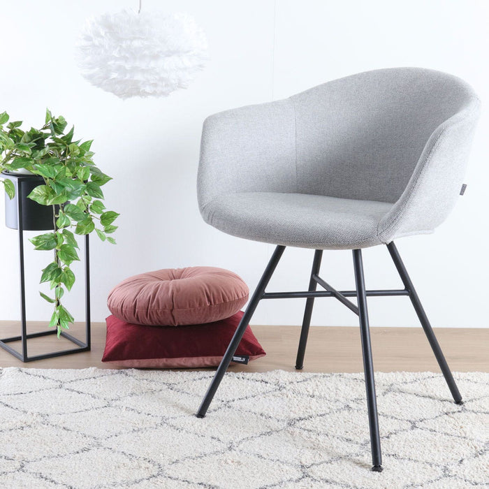 Nolon Noa-Otis Eetkamerstoelen Set van 2 - Lichtgrijs - Zwarte Poten