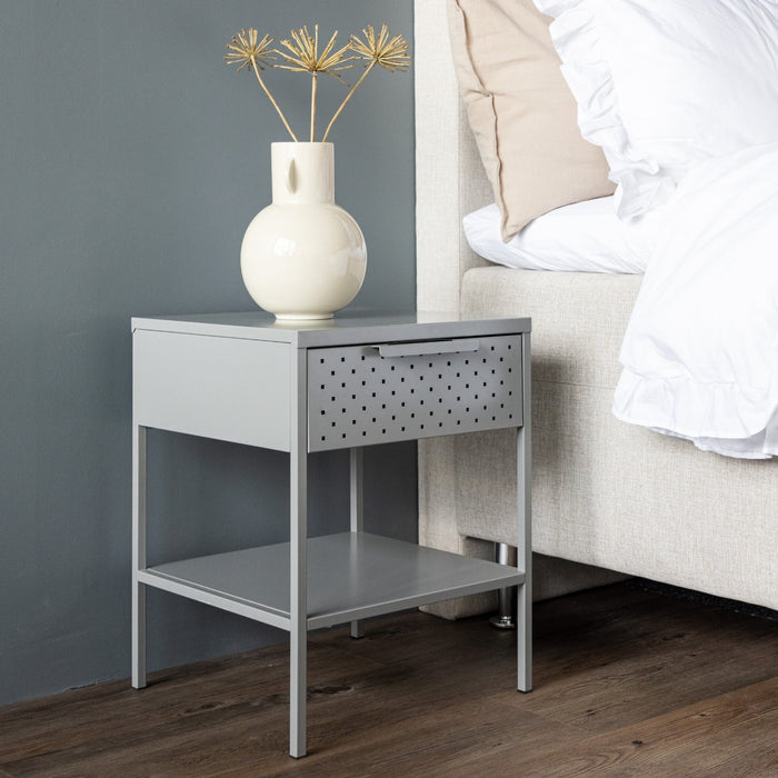 Fjôrd - Nachtkastje Lichtgrijs Metaal - 40x40x52cm - Sacramento