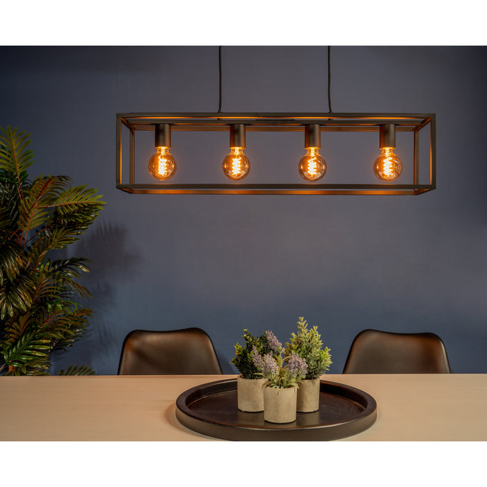 EGLO Eldrick Hanglamp - 4xE27 - 85 cm - industrieel - Staal - Zwart