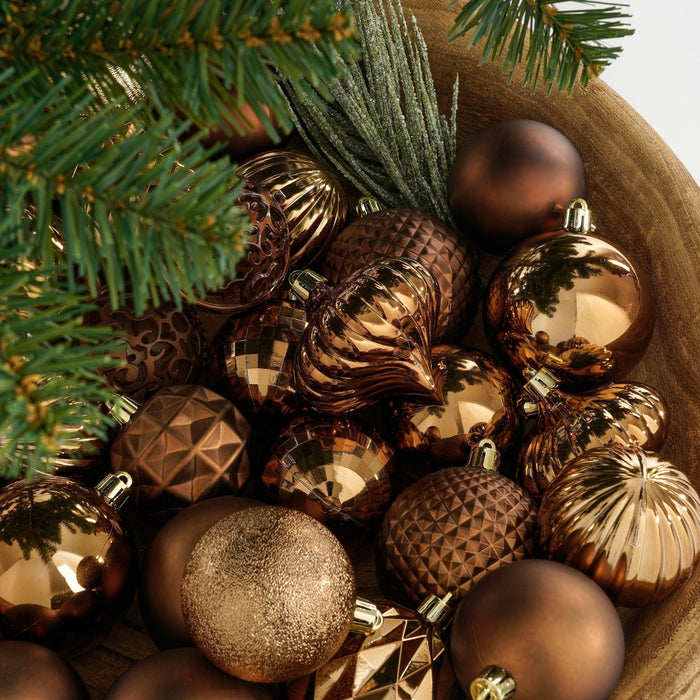 Mica Decorations Kerstballen Set - 60 Stuks - Bruin