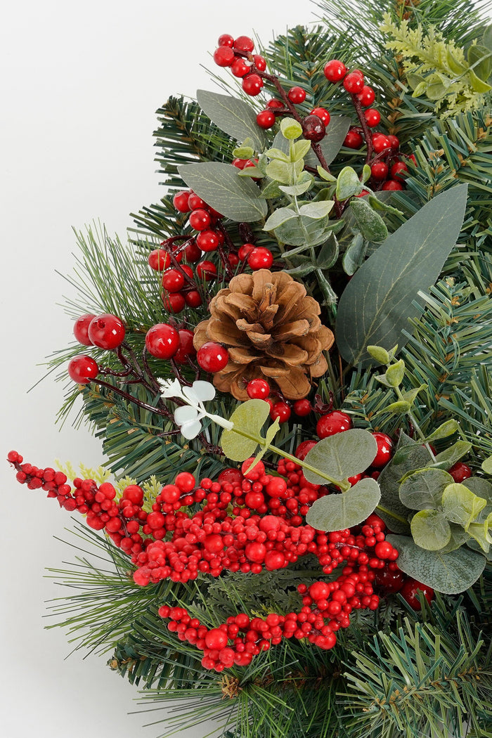 Mica Decorations Harvey Kerstkrans - H11 x Ø40 cm - Rood