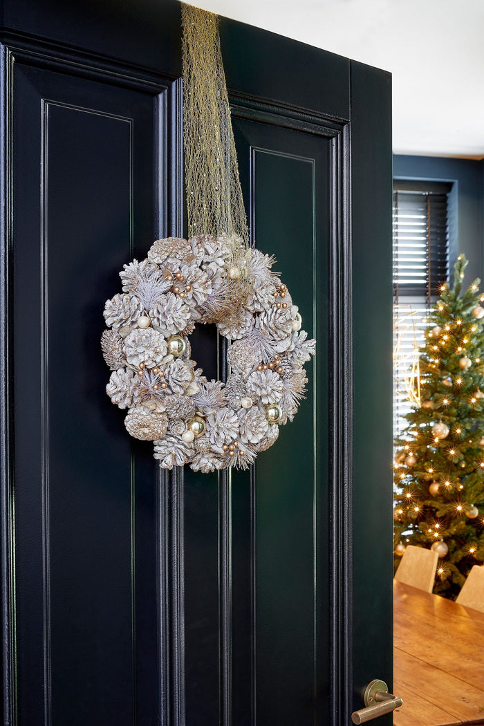 Mica Decorations Hanley Kerstkrans - H9 x Ø34 cm - Wit