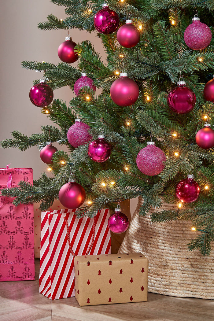 Mica Decorations Kerstballen Set - 42 Stuks - Ø7 cm - Glas - Fuchsia