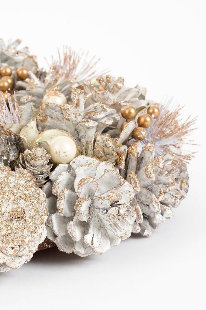 Mica Decorations Hanley Kerstkrans - H9 x Ø34 cm - Wit