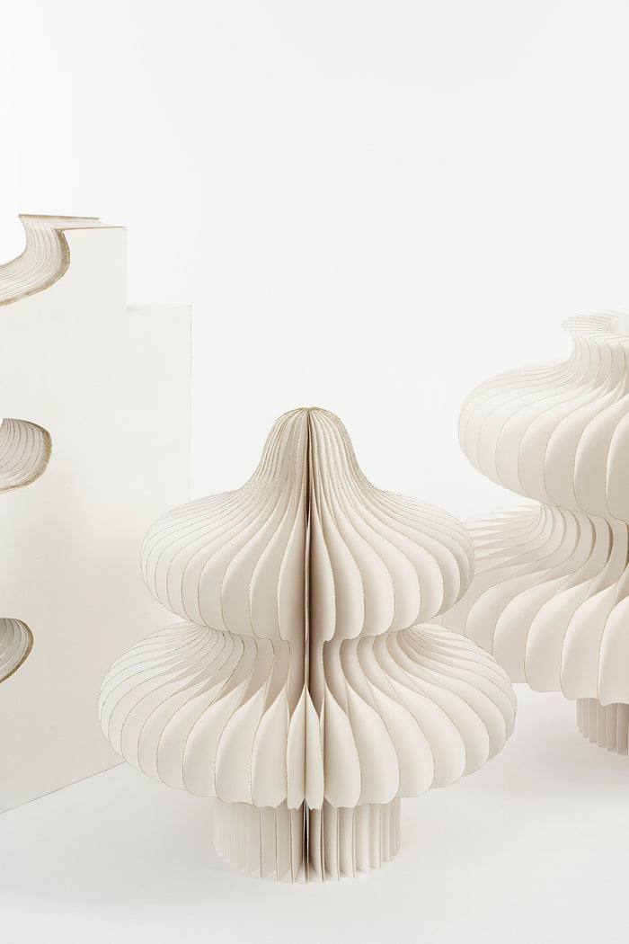 Mica Decorations Decoratie Kerstboom - H153 x Ø104 cm - Papier - Wit