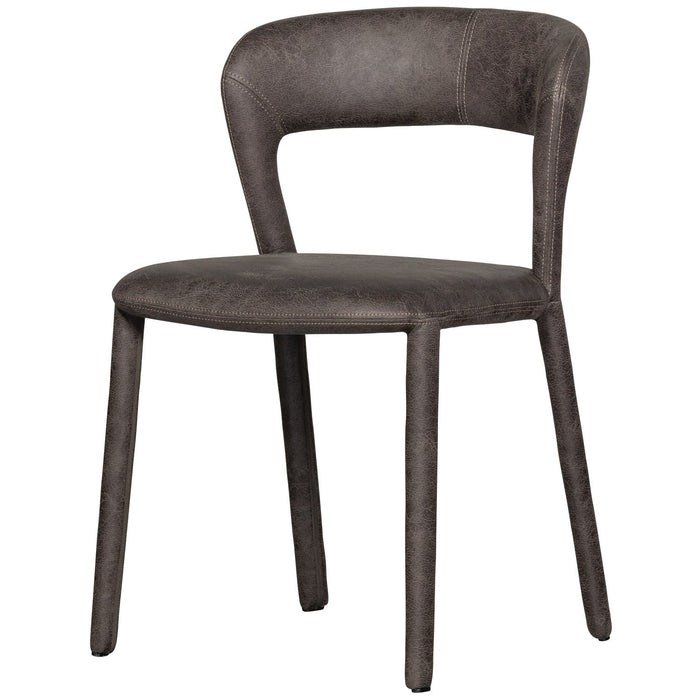 WOOOD Noble Eetkamerstoelen - Leerlook - Zwart|Grijs - Set van 6