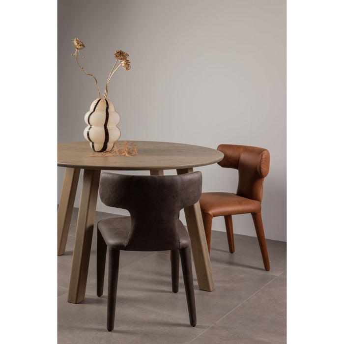 WOOOD Noble Eetkamerstoelen - Leerlook - Zwart|Grijs - Set van 6