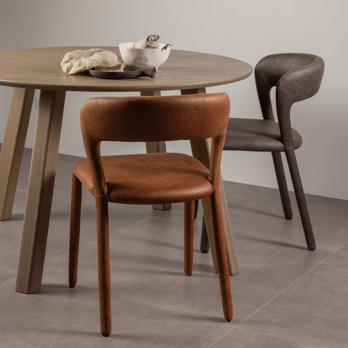 WOOOD Noble Eetkamerstoelen - Leerlook - Zwart|Grijs - Set van 6