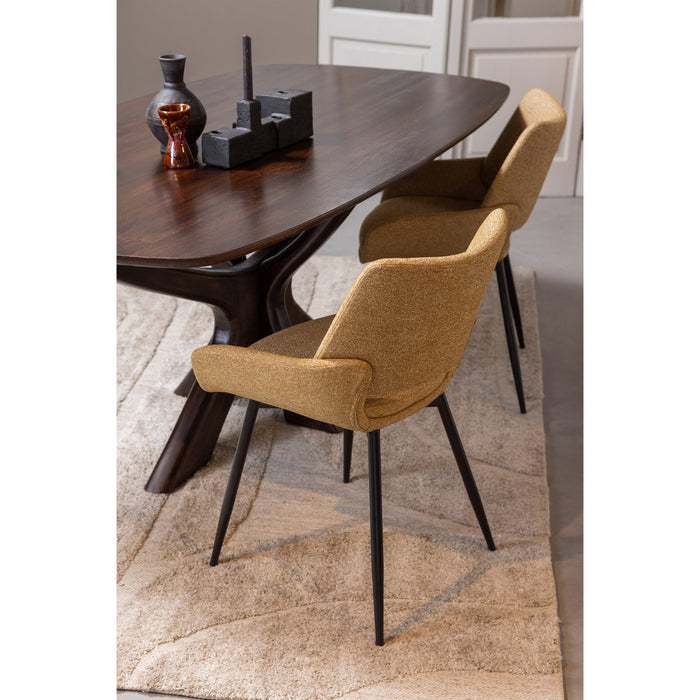 WOOOD Parade Eetkamerstoelen - Melange Stof - Mosterd - Set van 6