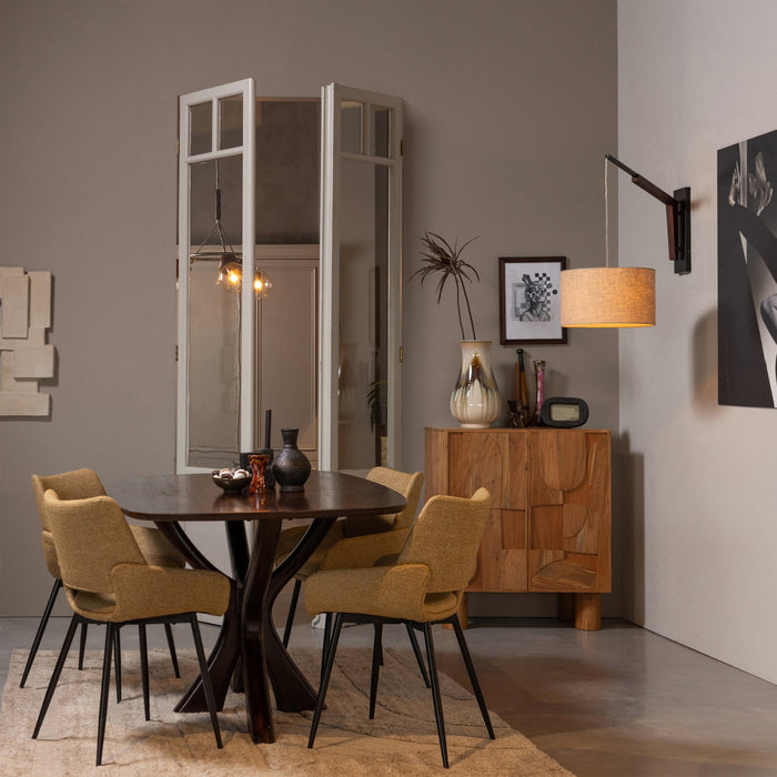 WOOOD Parade Eetkamerstoelen - Melange Stof - Mosterd - Set van 6