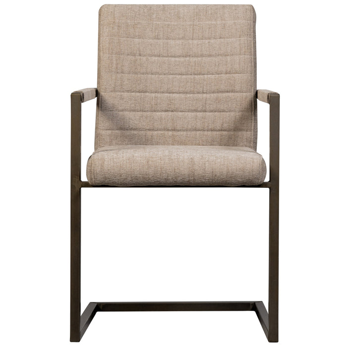 WOOOD Bas Eetkamerstoelen - Geweven Stof - Zand Melange - Set van 6