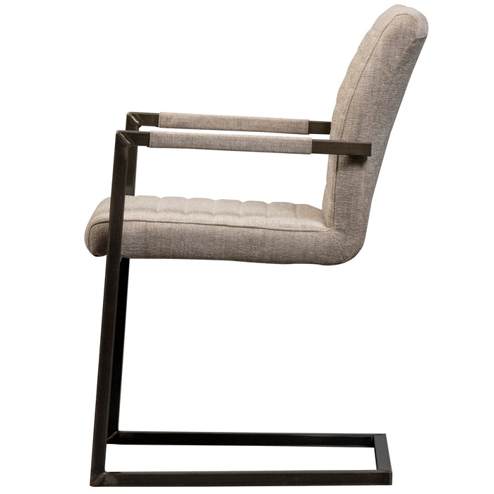 WOOOD Bas Eetkamerstoelen - Geweven Stof - Zand Melange - Set van 6