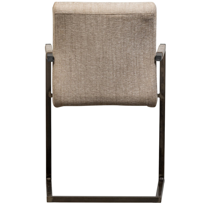 WOOOD Bas Eetkamerstoelen - Geweven Stof - Zand Melange - Set van 6