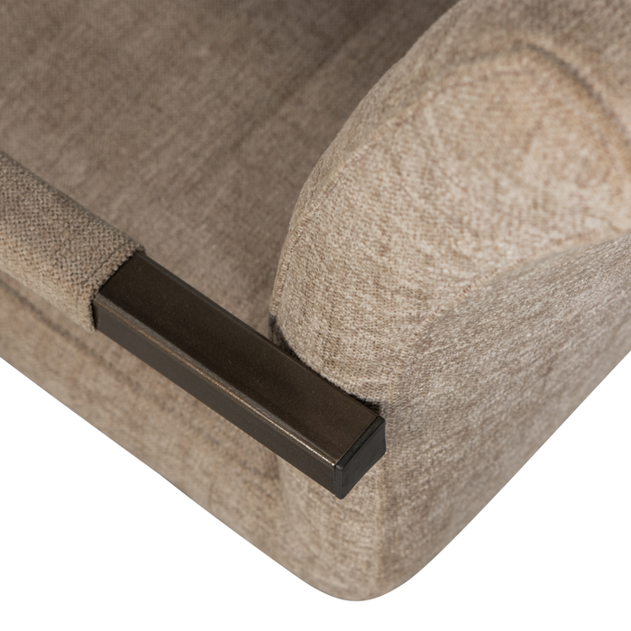 WOOOD Bas Eetkamerstoelen - Geweven Stof - Zand Melange - Set van 6