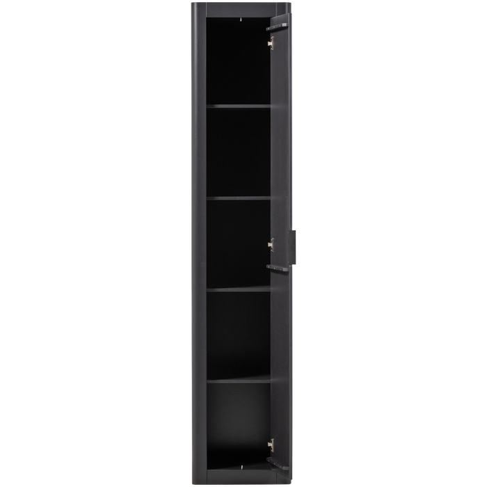 WOOOD Gunnar Smalle Hoge Kast - Grenen - Matzwart - 217x45x39