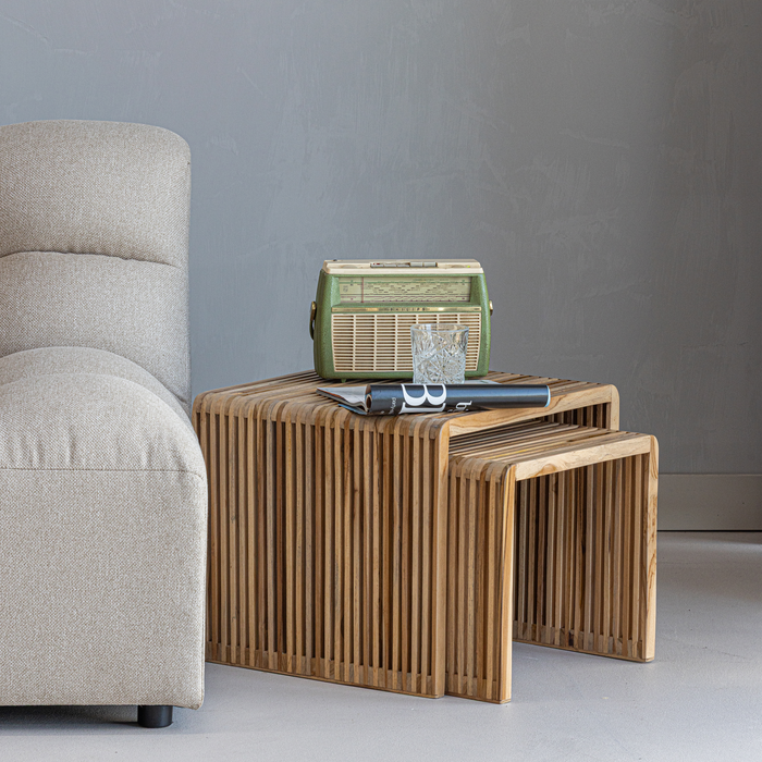 WOOOD Jasmijn Bijzettafels - Recycled Teak - Naturel - Set van 2