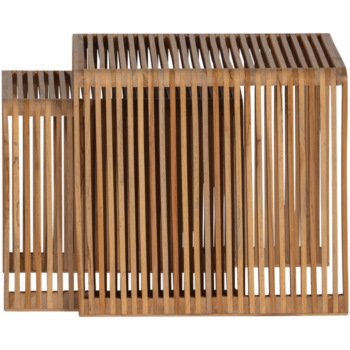 WOOOD Jasmijn Bijzettafels - Recycled Teak - Naturel - Set van 2