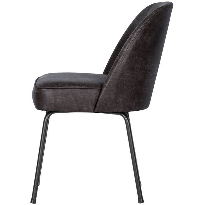 WOOOD Vogue Eetkamerstoelen - Leer - Zwart - Set van 6