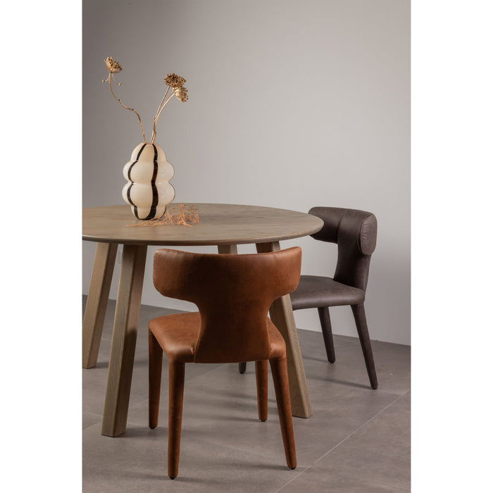 WOOOD Permit Eetkamerstoelen - Leerlook - Zwart|Grijs - Set van 6