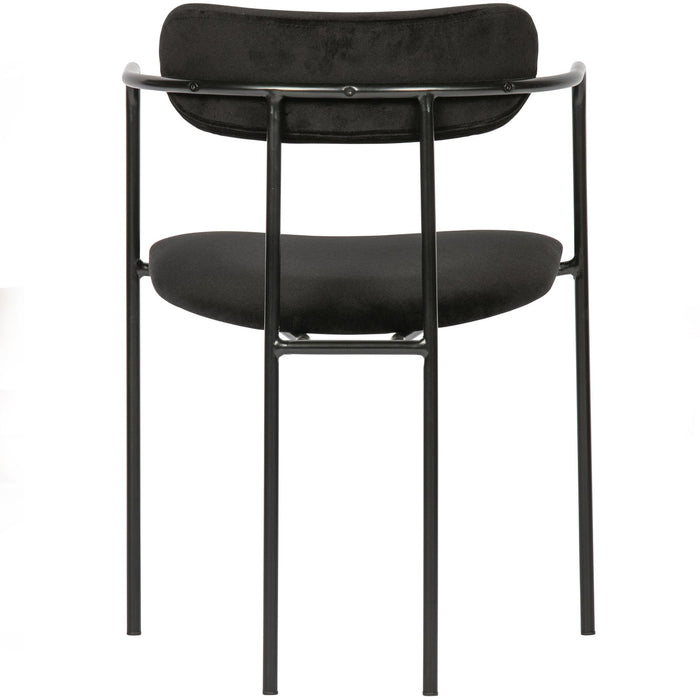 WOOOD Ivy Eetkamerstoelen - Fluweel - Zwart - Set van 6