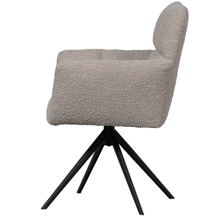 WOOOD Vinny Draaistoelen - Bouclé - Zand - Set van 6