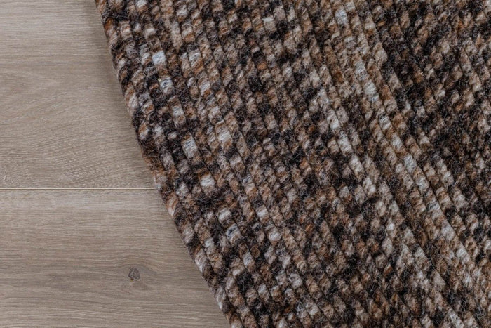 Interieur05 Rond wollen vloerkleed Gapo Donkerbruin gemeleerd