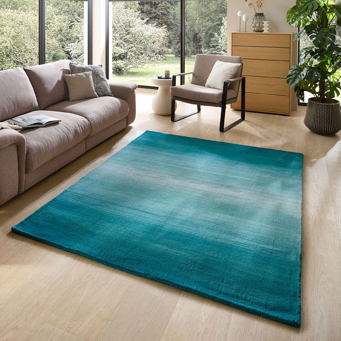 Theko Tapijt met kleurverloop Wool Comfort 70x140 cm - Turquoise