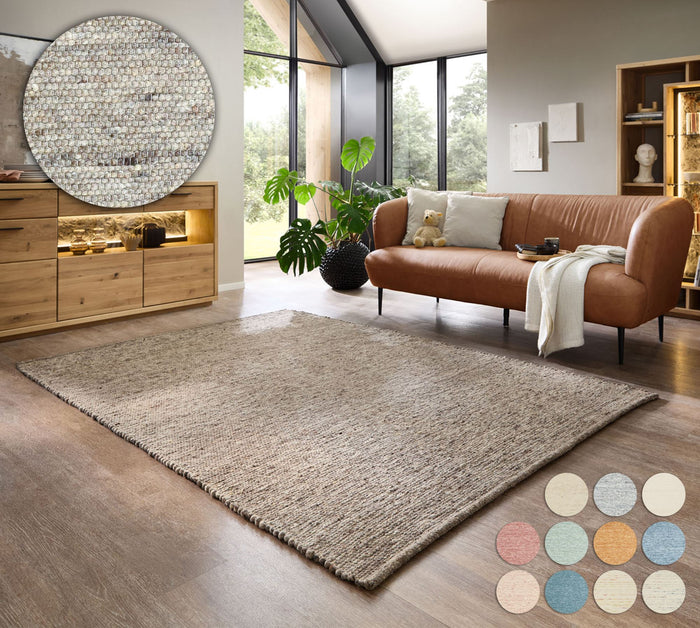 Theko Handgeweven wollen tapijt Alpen 70x140 cm - Bruin