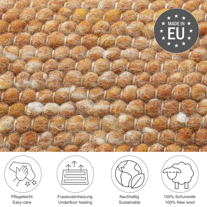 Theko Handgeweven wollen tapijt Alpen 170x240 cm - Terracotta