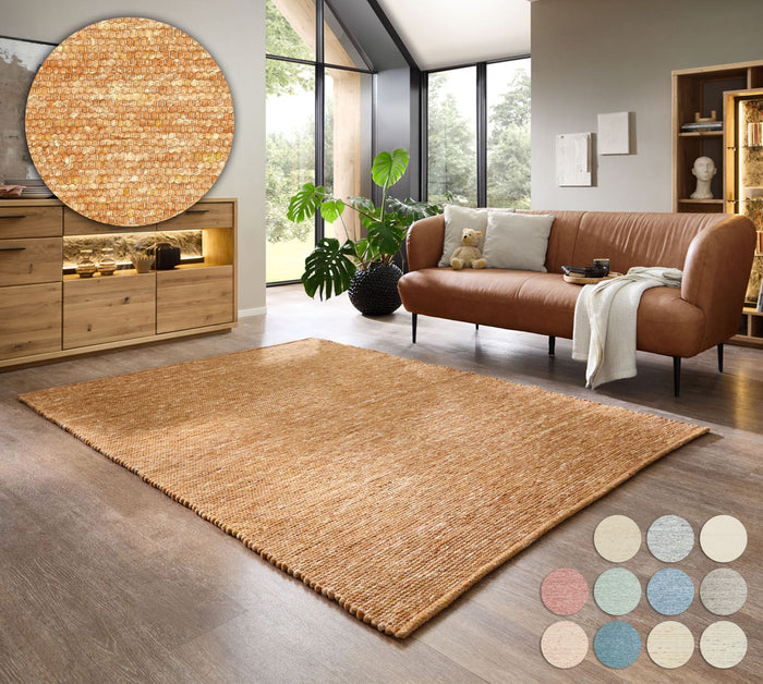 Theko Handgeweven wollen tapijt Alpen 70x140 cm - Terracotta